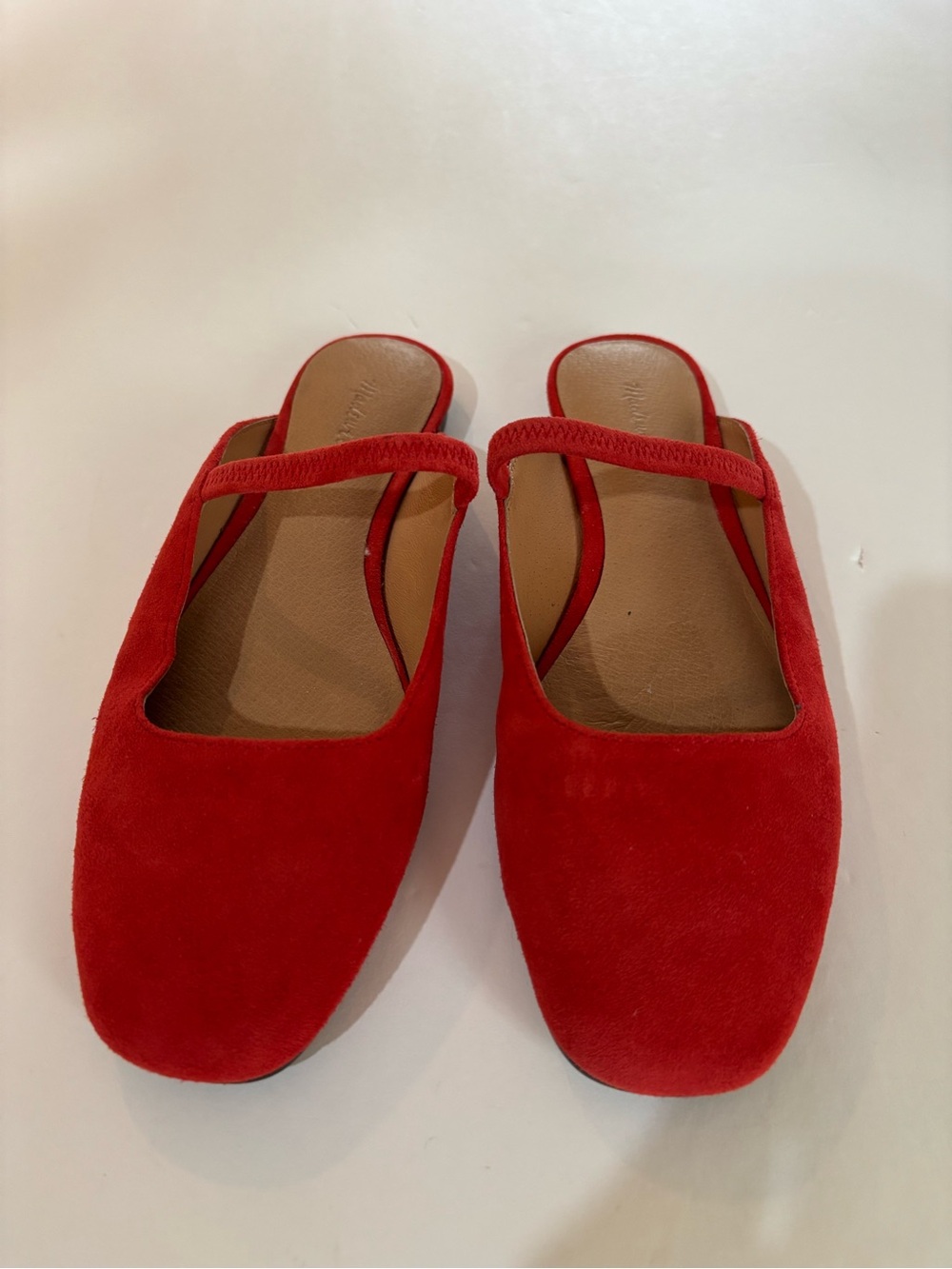 Madewell Red Suede Mary Jane Slide Mules - Picture 2 of 8
